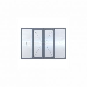 Bi-fold aluminum door with side windows