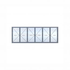 Aluminum six-section folding door – double door in the middle