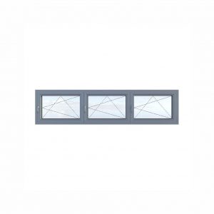 Three-section aluminum frame – three tilt-and-turn windows