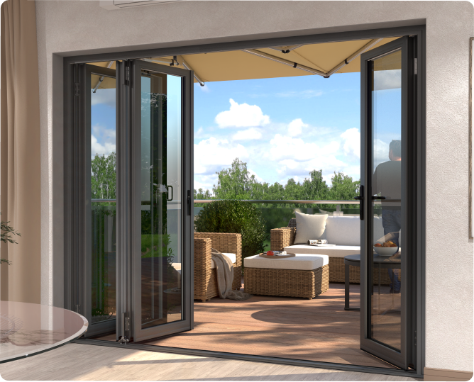 ALT BF73 bi-folding doors on terrace